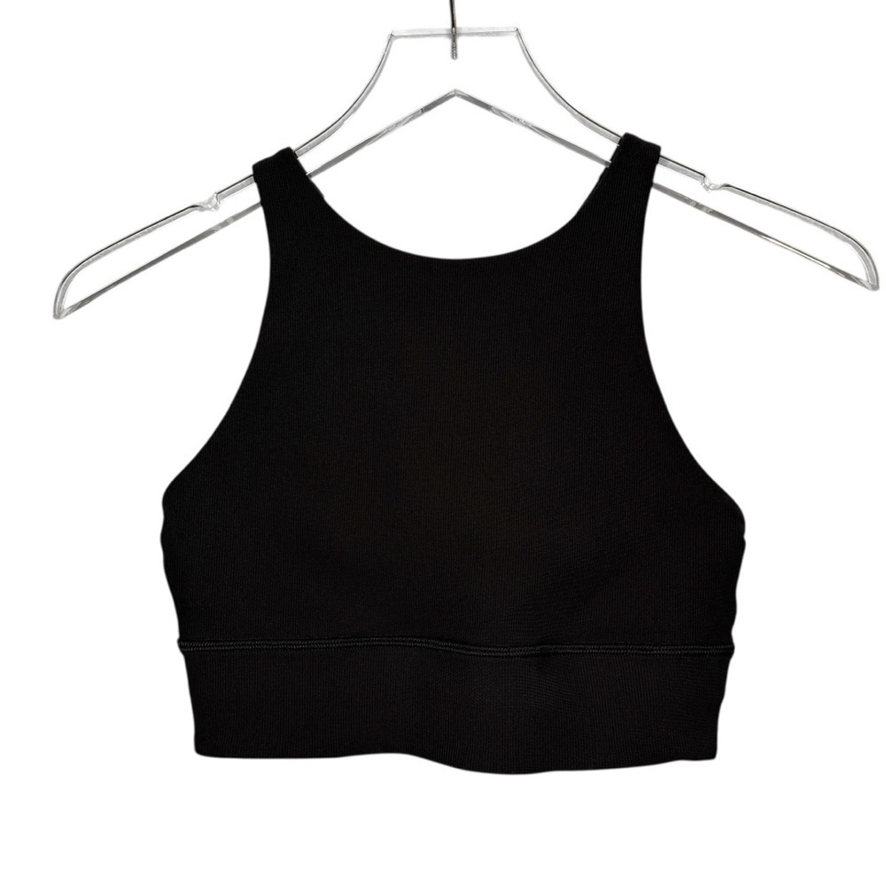 Lululemon Energy Black High Neck Longline Ribbed Luxtreme Sports Bra Sz 6